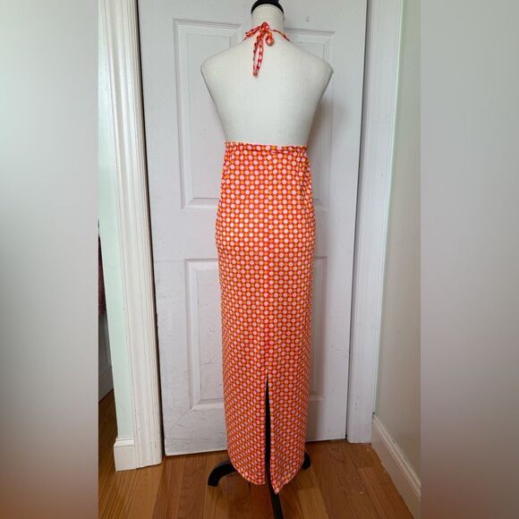 1970s Halter Neck Dress with Abstract Pattern - Picture 3 of 4